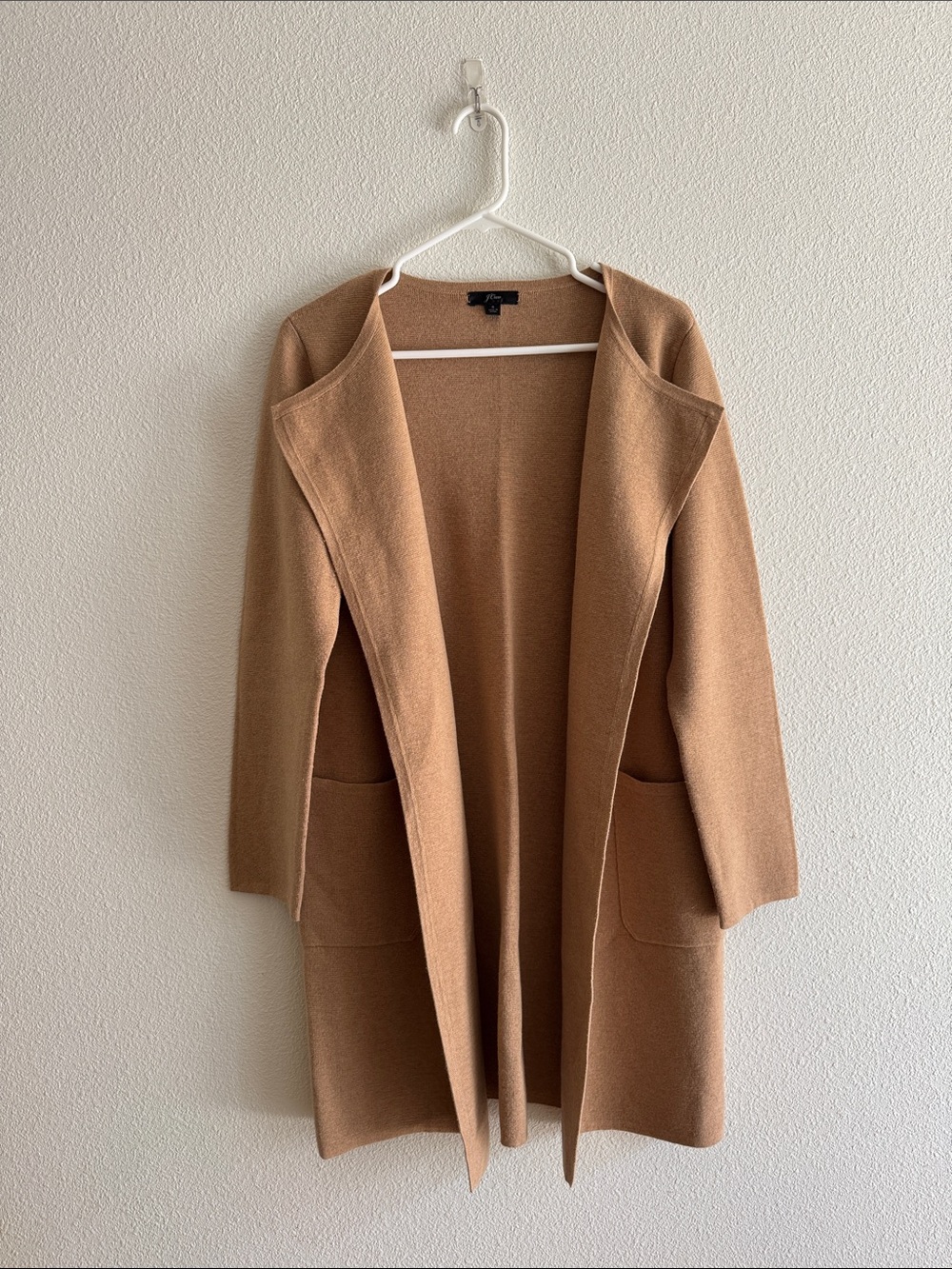 J. Crew Open-Front Camel Knit Women’s Sweater Coat